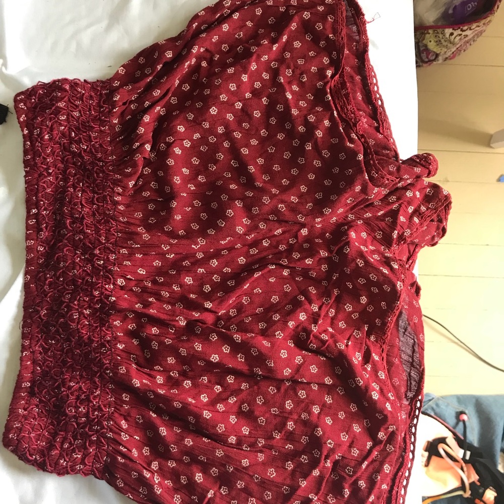 Red patterned loose-fitting shorts